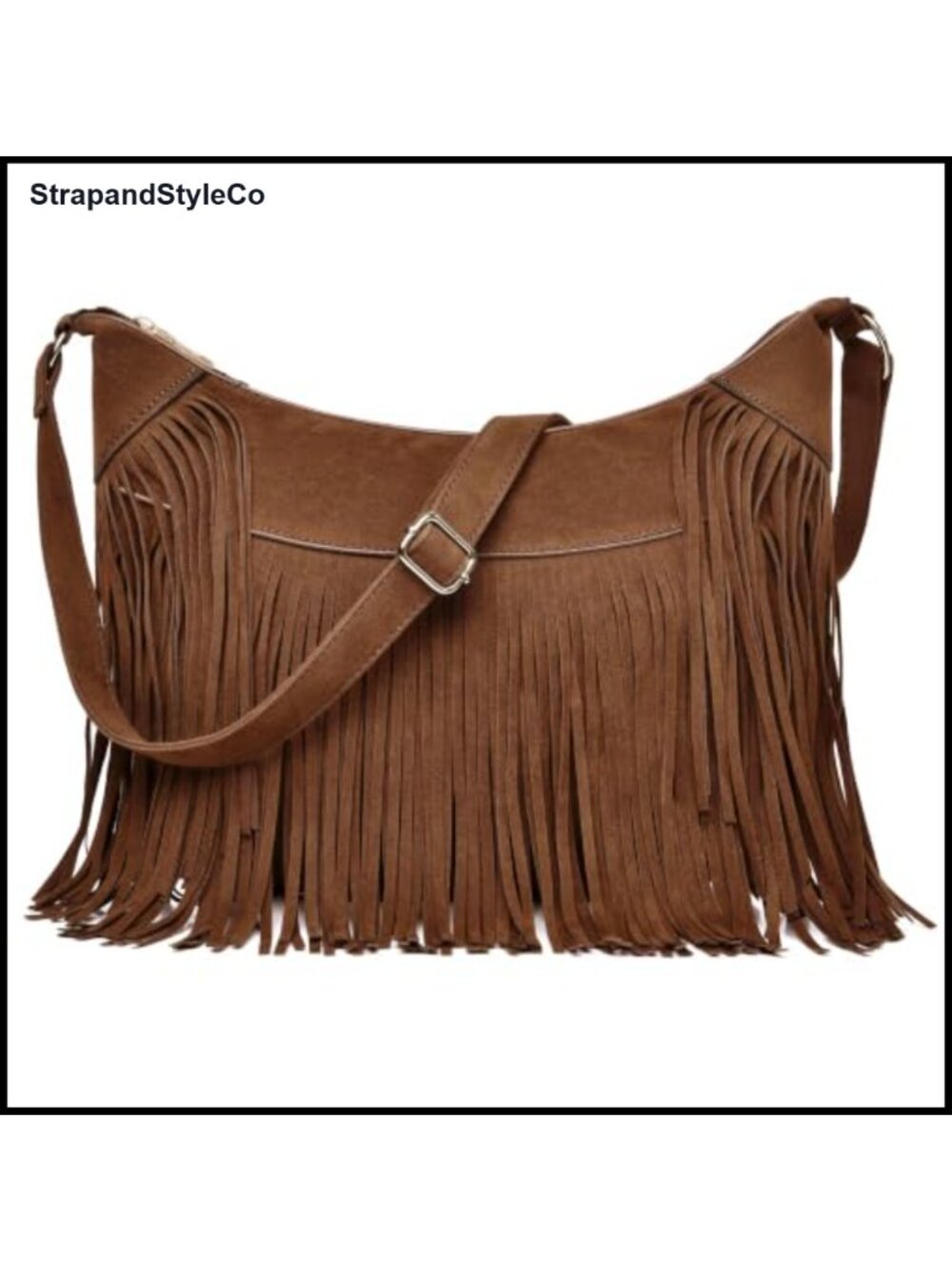 Suede Fringe Crossbody Bag Vegan Leather Hobo Purse Western Style Women